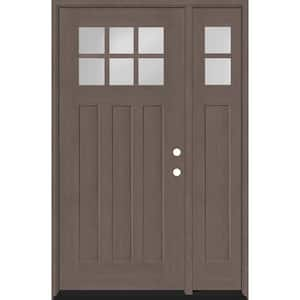 Regency 51 in. x 80 in. 6-Lite Top Lite Clear Glass LHIS Ashwood Mahogany Fiberglass Prehung Front Door 12 in. Side Lite