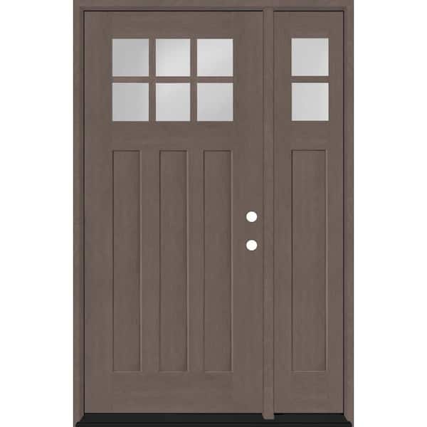 Steves & Sons Regency 51 in. x 80 in. 6-Lite Top Lite Clear Glass LHIS Ashwood Mahogany Fiberglass Prehung Front Door 12 in. Side Lite