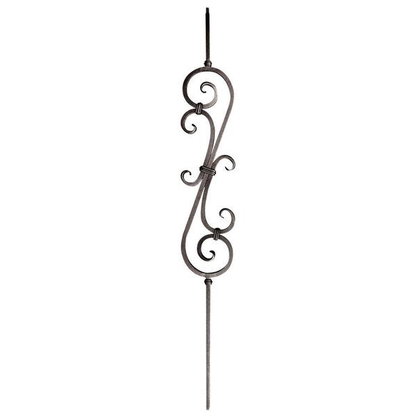 arteferro 44 in. x 5-3/4 in. 22 in. Double S-Scroll Dark Champagne Powder Coated Wrought Iron Metal Stair Baluster