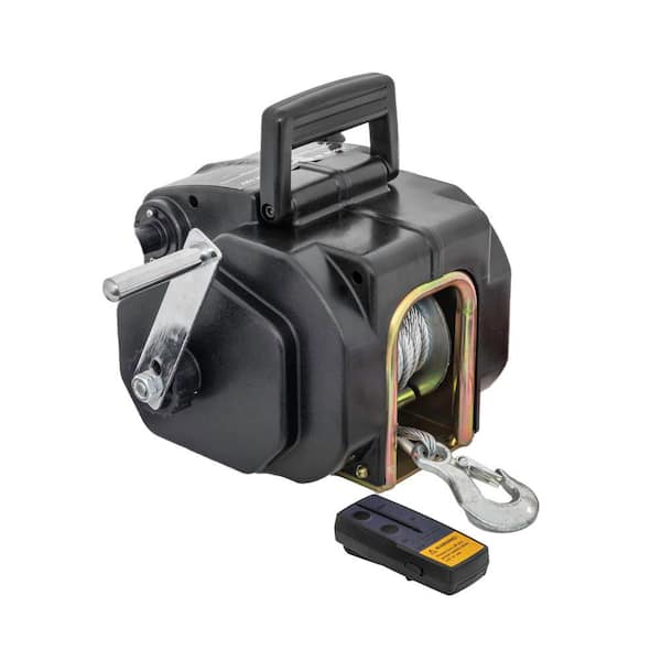 Reversible Electric Boat Winch w/Remote-12V DC, Steel Cable, 11000 lb. Roll/9900 lb. Marine/3500 lb. Pulling Capacity
