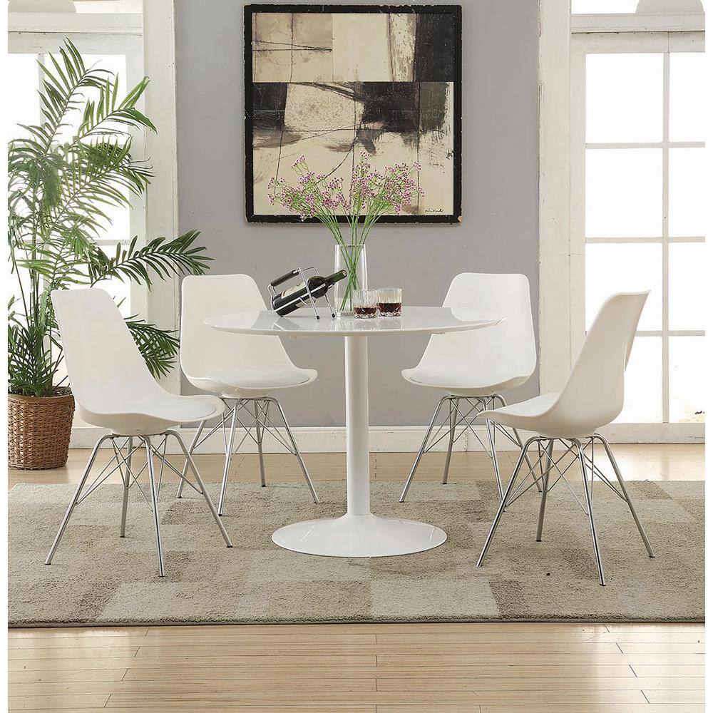 White Metal Contemporary Side Chair with Padded Seat
