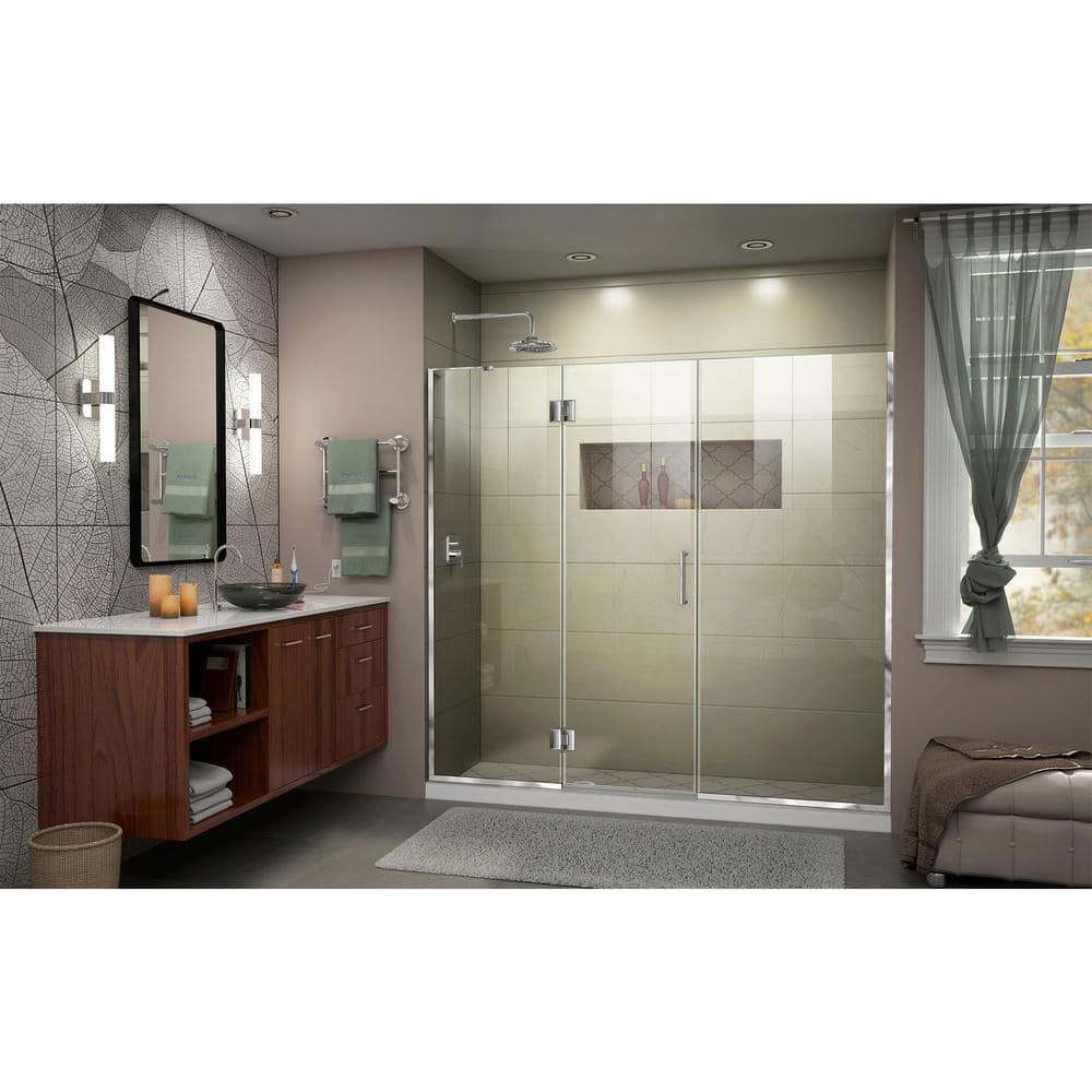 Unidoor-X 69" Frameless Hinged Shower Door with Clear Glass