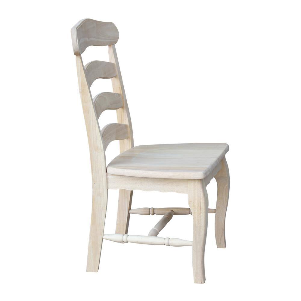 White Wood Ladderback Slat Side Chair Set