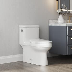 DeerValley Apex 12 in. Rough in Size 1-Piece 1.28 GPF Single Flush Elongated Toilet in White, Seat Included