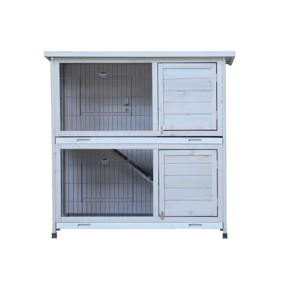 Miscool Anky Rabbit Hutch Outdoor, 2Story Rabbit Cage, Bunny Cage with 2 Removable NoLeak
