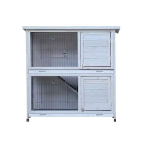 Anky Rabbit Hutch Outdoor, 2-Story Rabbit Cage, Bunny Cage with 2 Removable No-Leak Trays for Small Animals