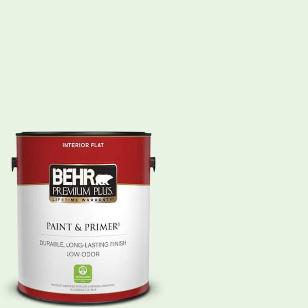 BEHR PREMIUM PLUS 1 gal. #450C-1 Dinner Mint Flat Low Odor Interior Paint & Primer