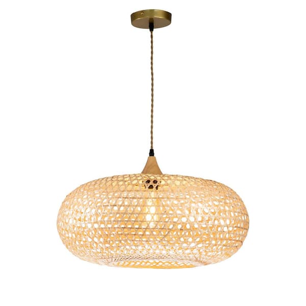 ELE Light & Decor Lily 1-Light Beige Pendant Design Pendant Light with Rattan Shade