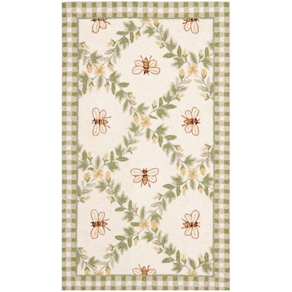 SAFAVIEH Chelsea Ivory/Green Doormat 3 ft. x 5 ft. Border Area Rug