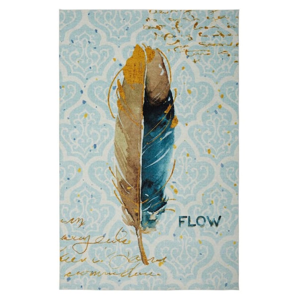 Mohawk Home Feather Flow Teal 8 ft. x 10 ft. Bohemian Area Rug