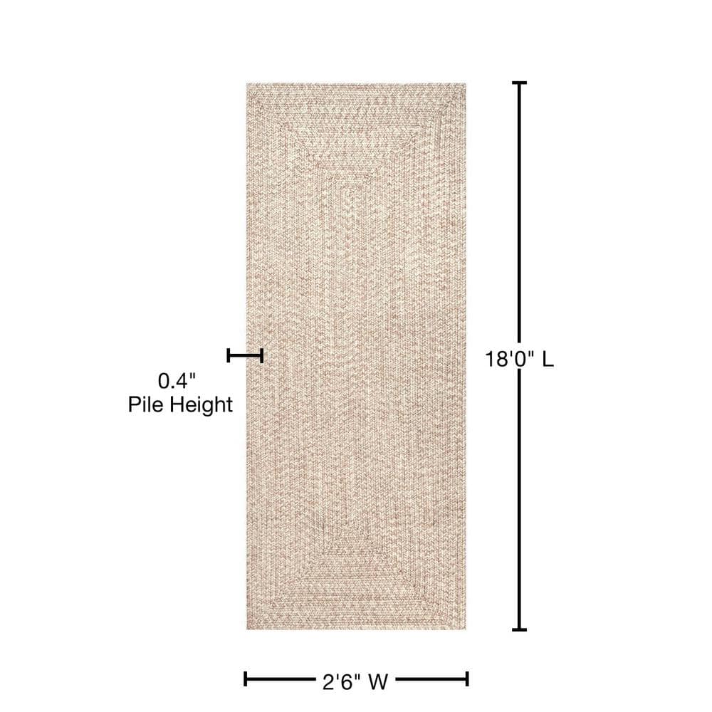 Tan Braided Synthetic Reversible Indoor/Outdoor Runner Rug