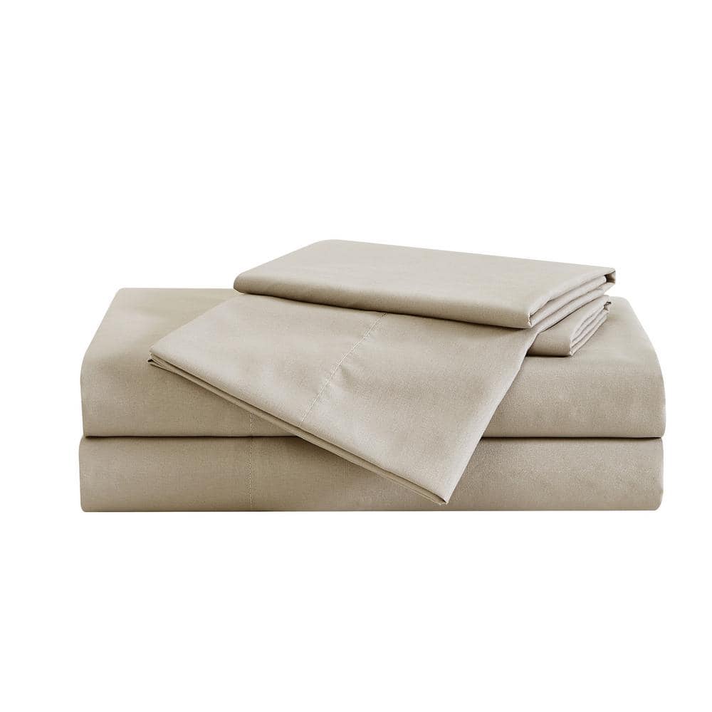 Khaki Microfiber Twin XL Contour Sheet Set for Adults