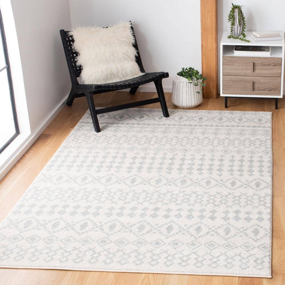 Ivory and Terracotta 79" Square Hand-Knotted Easy-Care Area Rug