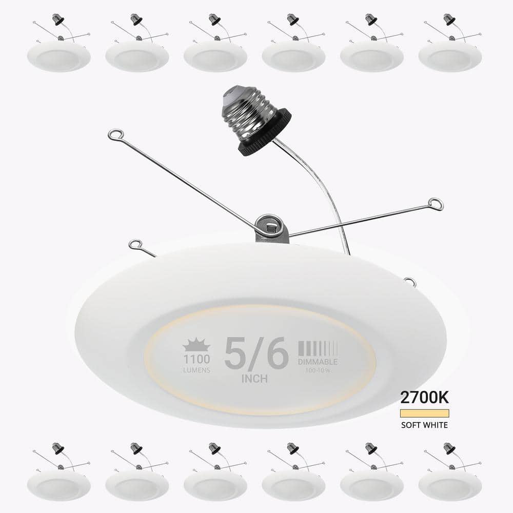 5/6 in. 2700K Soft White Remodel 15-Watt Retrofit Disk Light E26 Base Integrated LED Recessed Lighting Kit (12-Pack) price history on PriceWatchPro