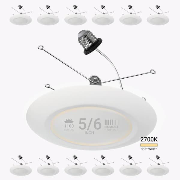 NuWatt 5/6 in. 2700K Soft White Remodel 15-Watt Retrofit Disk Light E26 Base Integrated LED Recessed Lighting Kit (12-Pack)