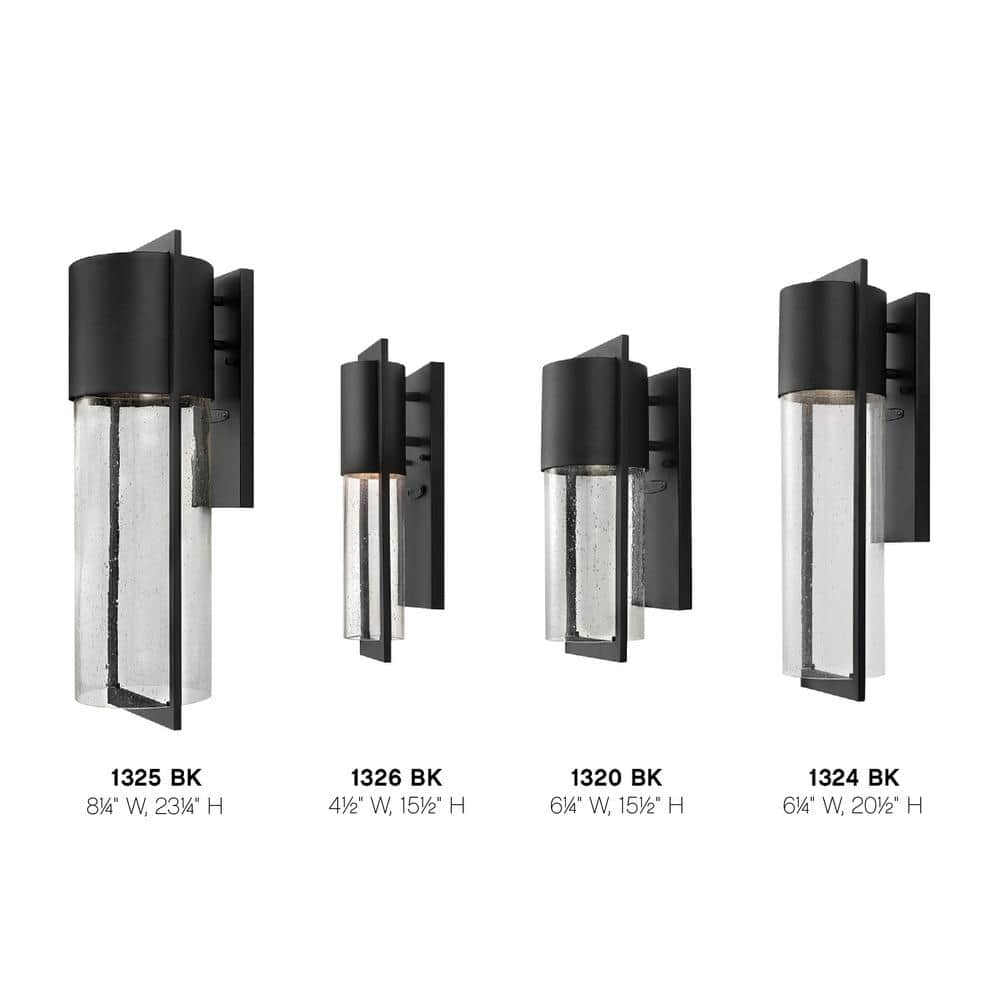 Hematite Black Cylinder Outdoor Wall Sconce with Seedy Glass