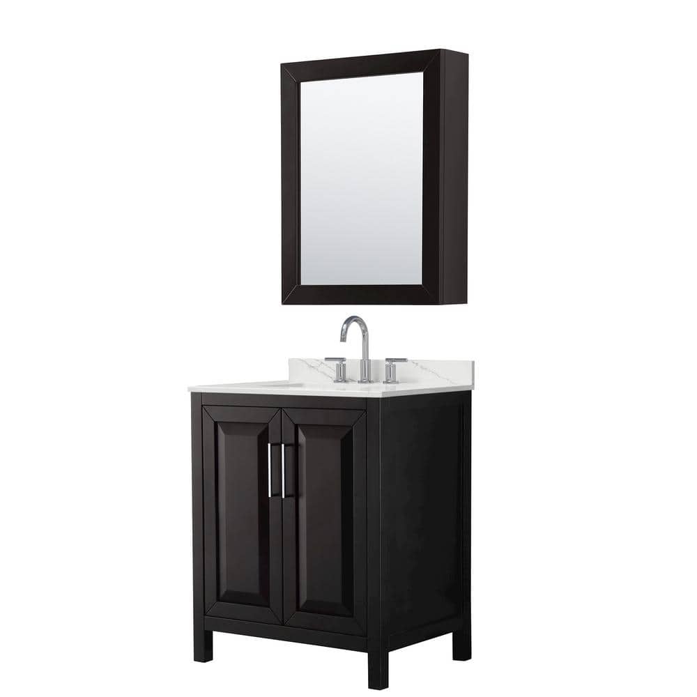 Daria 30 in. W. x 22 in. D x 35.75 in. H Single Bath Vanity in Dark Espresso with Giotto Quartz Top and Medicine Cabinet price history on PriceWatchPro