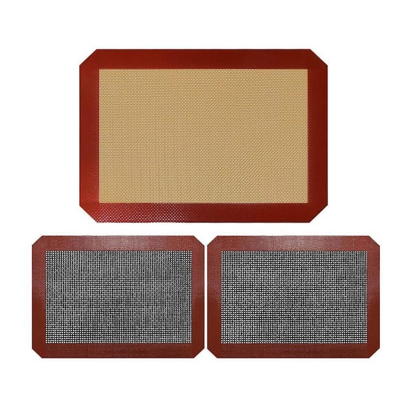 Professional Silicone Baking Mat Set Solid and Perforated Nonstick Airflow Control for Cookies Bread Cake 3-Pack