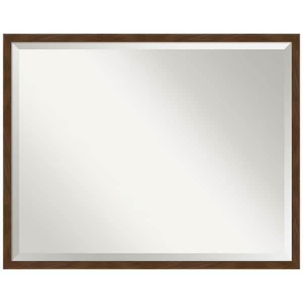 Carlisle 29 in. x 23 in. Rustic Rectangle Framed Brown Narrow Bathroom Vanity Wall Mirror