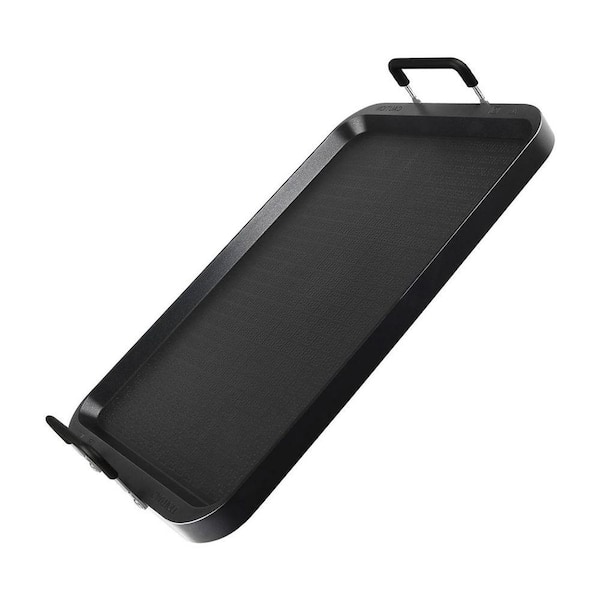 Black Aluminum Warp-Resistant Non-Stick Double Burner Griddle Pan for Gas or Electric Stove Top Indoor Outdoor Use