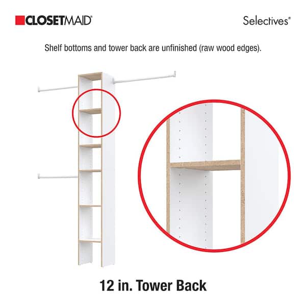 ClosetMaid Selectives 12 in. W White Walk-In Tower Unit Wall Mount