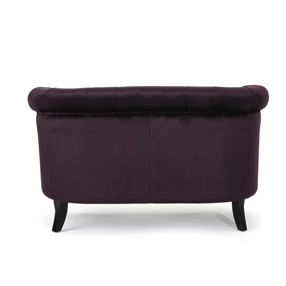 Blackberry Velvet Chesterfield Loveseat with Nailhead Accents