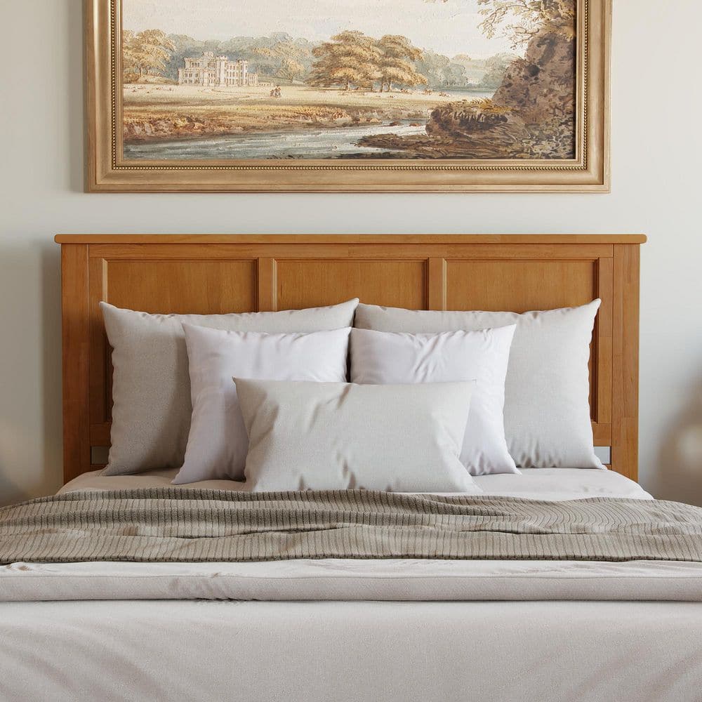 Madison Queen Light Toffee Solid Wood Panel Headboard with USB Charger
