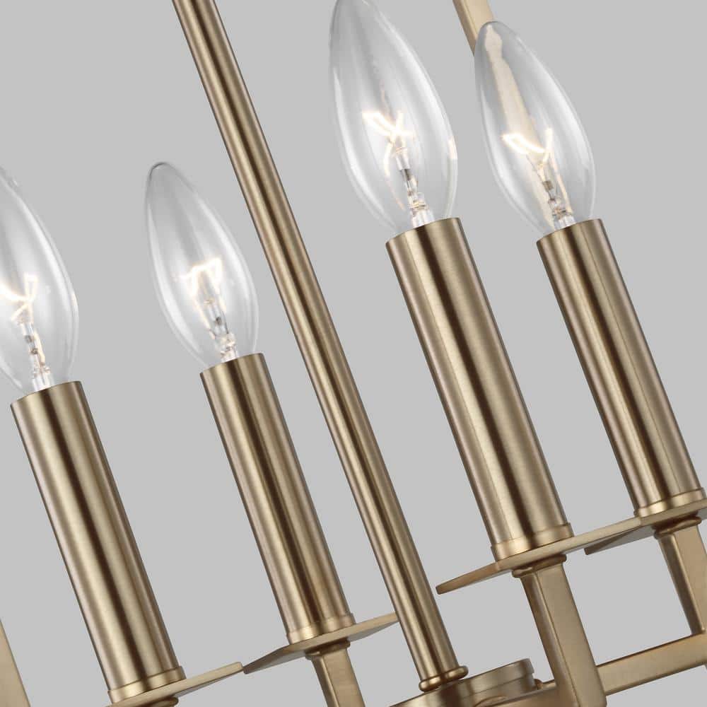 Satin Brass Transitional 4-Light Island Pendant with Clear Silver Wire