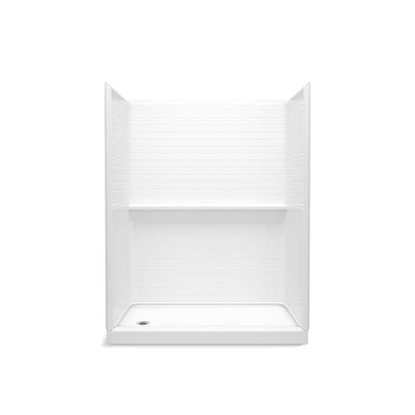 STERLING Traverse 60 in. x 30 in. x 72.25 in. Single Threshold Left-Hand Shower Base with Shower Walls in White