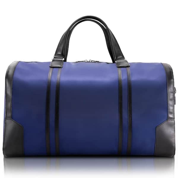 McKLEIN Pasadena, 20 in. Navy Nano Tech-Light Nylon with Leather Trim Carry-All Duffel