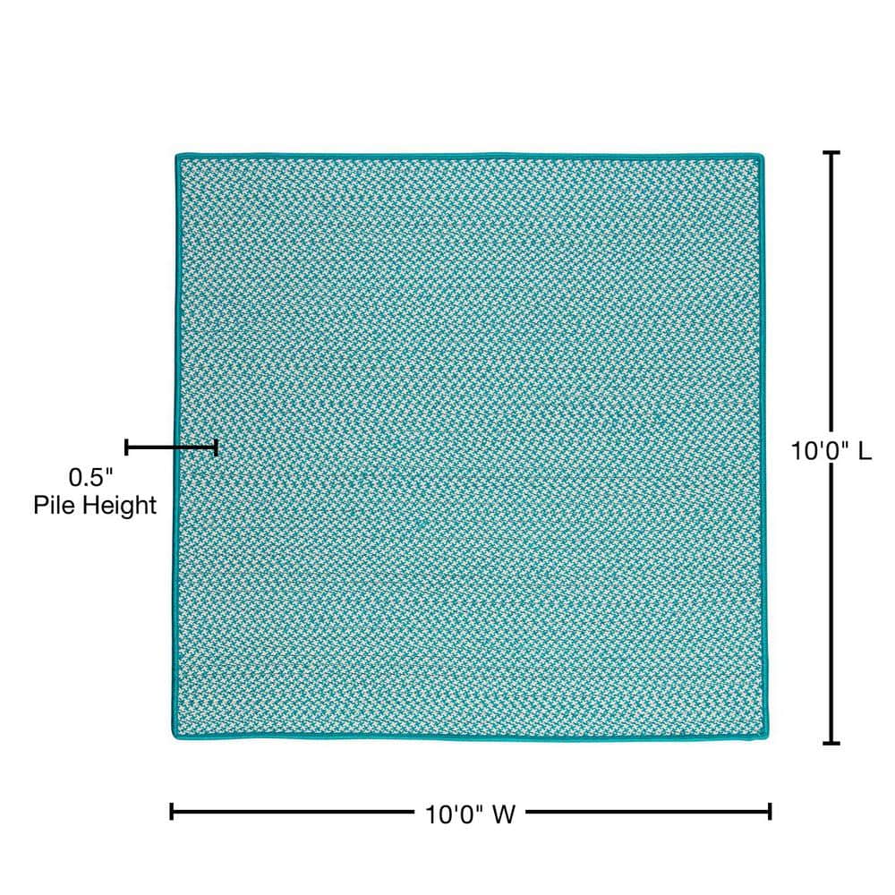 Handmade Turquoise Square Braided 10' Synthetic Rug