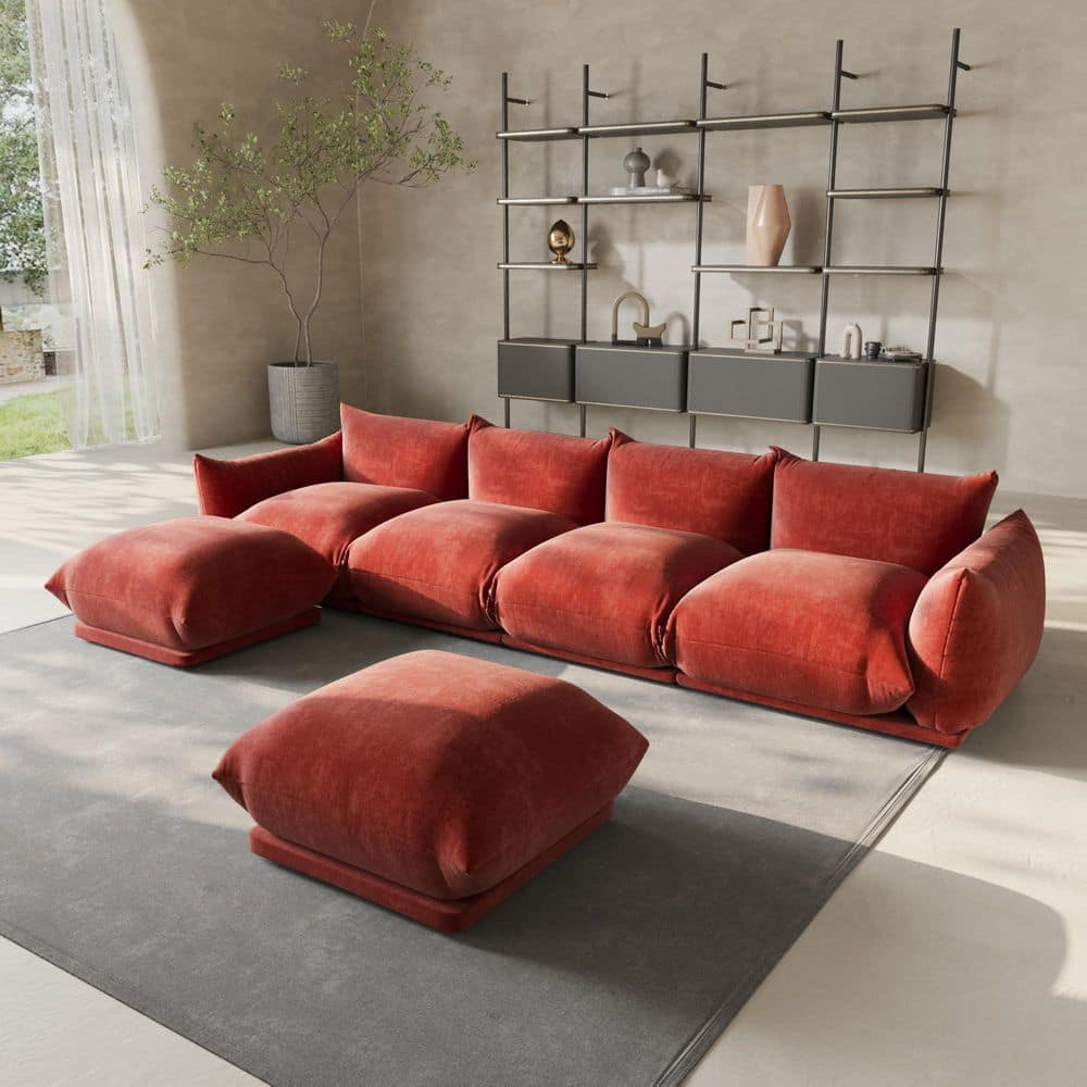 Magic Home Marenco 131 in. Flared Arm Chenille Lawson U-shaped