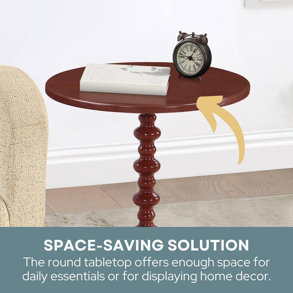 Charming Mahogany Round Spindle Side Table, 18"x25"