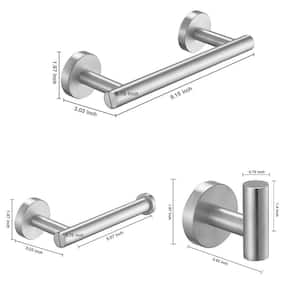 3-Piece Bath Hardware Set with Toilet Paper 9.15 in. Towel Bar and 2pcs Holder Towel Hook in Brushed Nickel