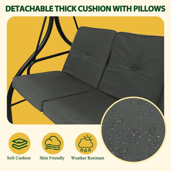  YQNUCO Porch Swing Cushions, Waterproof Bench Cushion with  Backrest, 2/3 Seater Swing Replacement Cushions for Patio Furniture Outdoor  (Dark Gray 40 x 60 inch) : Patio, Lawn & Garden