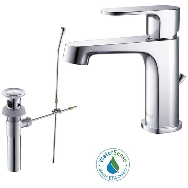 RIVUSS Brisbane Single Hole Single-Handle Lead Free Solid Brass Bathroom Faucet in Chrome with Drain Kit