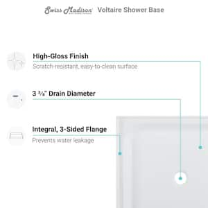 Voltaire 60 in. x 30 in. Acrylic Single-Threshold Center Drain Shower Base in White