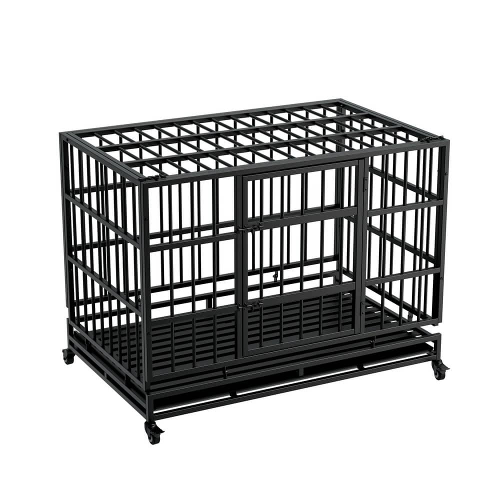 48 in.Heavy Duty Dog Crate with Wheels, Folding Metal Dog Cage for Large and Medium Dogs, Cage with Removable Wire Trays price history on PriceWatchPro