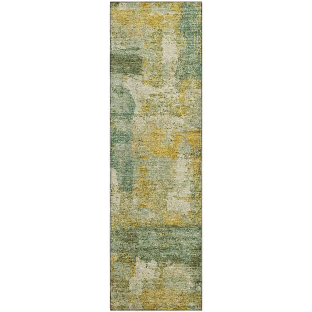 Mayfield Premium Machine Washable Abstract AMF2147 Green 2 ft. x 7 ft. Runner Rug price history on PriceWatchPro