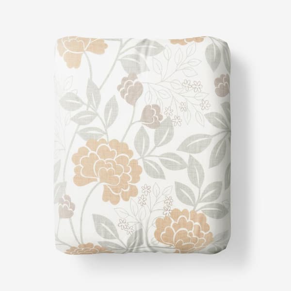The Company Store Company Cotton Mariel Floral Gold Cotton Percale Full Fitted Sheet