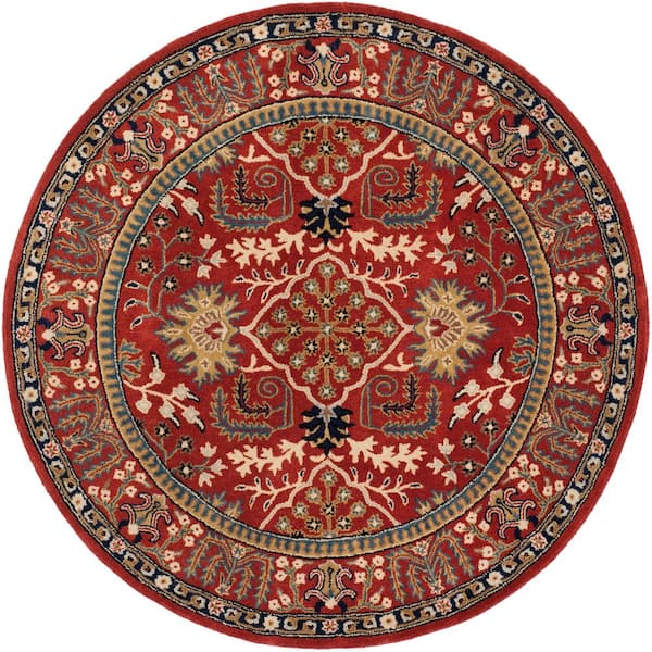 Antiquity 8 ft. x 8 ft. Round Red/Multi Traditional Medallion Area Rug