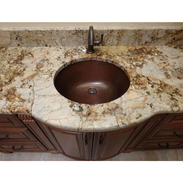 Undermount Solid Copper Bathroom Sink, Copper Vanity Top