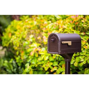 Roxbury Rubbed Bronze, Large, Steel Post Mount Mailbox and Premium Steel Post Combo