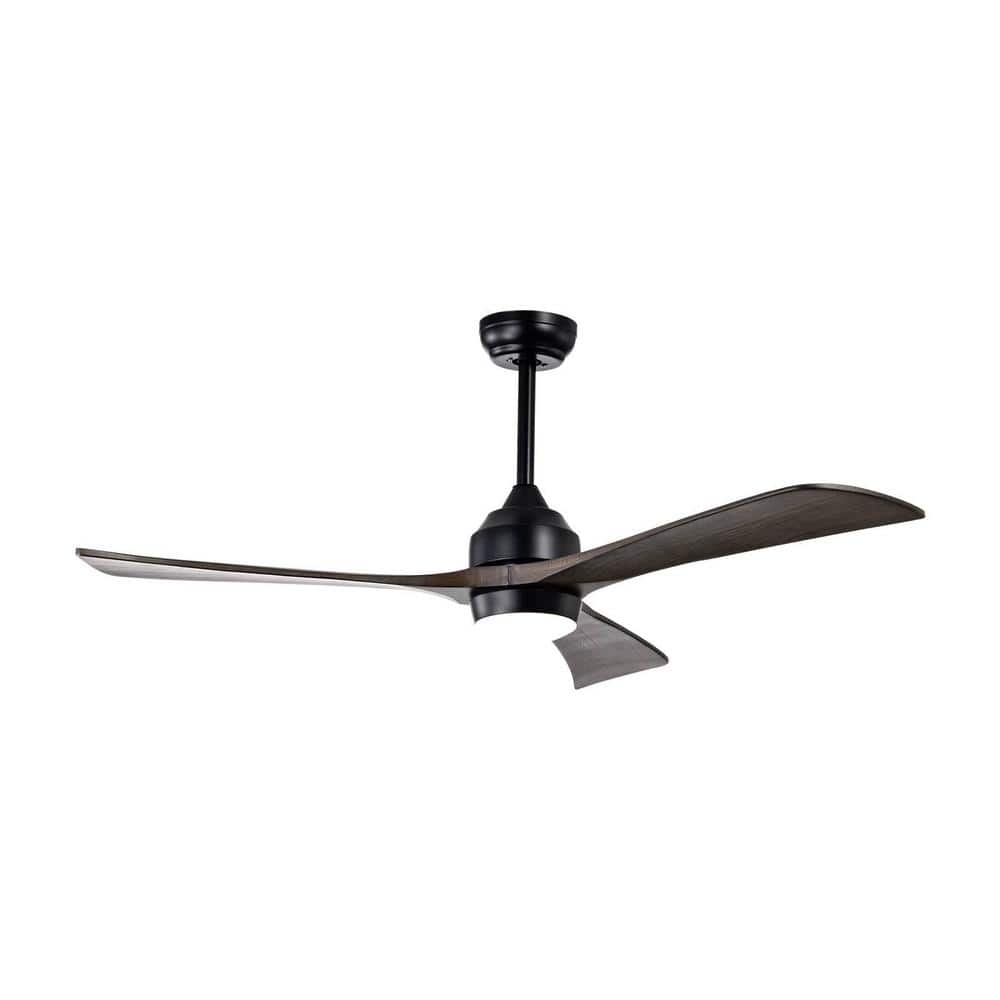 52 in. Indoor Matte Black Ceiling Fan with LED Light, Wood Blade, Remote Control and Reversible DC Motor for Bedroom price history on PriceWatchPro