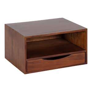 Hutton 12.50 in. Walnut Brown Rectangle Wood Floating End Table