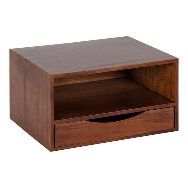 Kate and Laurel Hutton 12.50 in. Walnut Brown Rectangle Wood Floating End Table