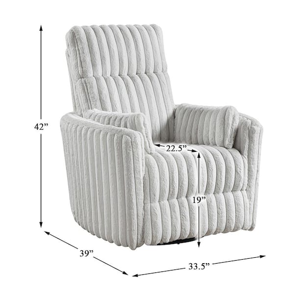 Lazzara Anaheim Gray Corduroy Fabric Manual Swivel Glider Recliner