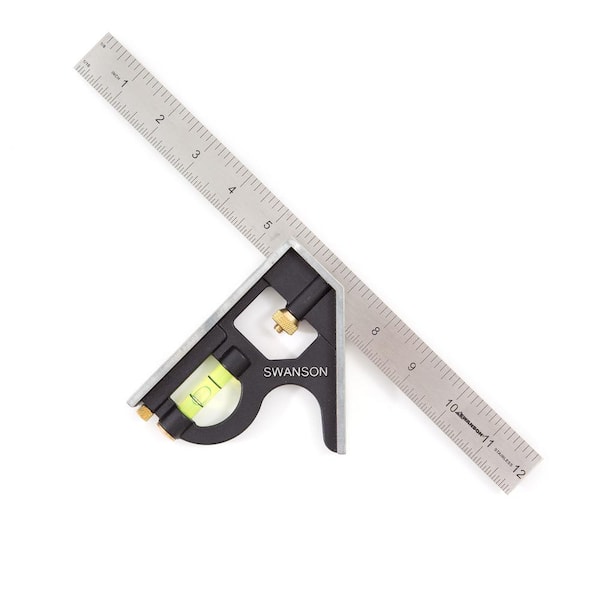 Combination Square Inch/Metric Metal Combo Square,Yellow 300mm,Stainless Steel Adjustable Portable Ruler Wood Measuring Tool Combination Square Carpentry Tools DIY Gift 