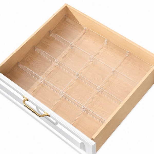 Clear Acrylic Expandable 4-Tier Spice Drawer Organizer, 2-Set Adjustable 9 to 18 in. for Kitchen