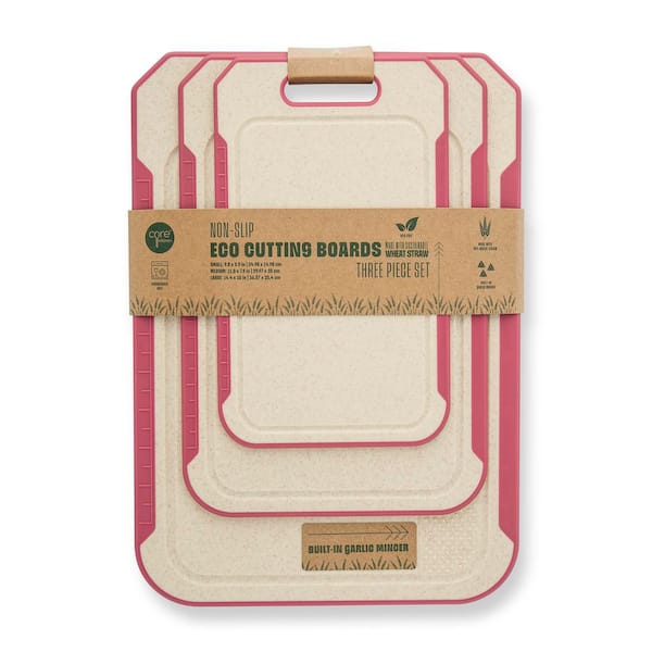 Pink 3pc Nonslip Wheatstalk Cutting Board
